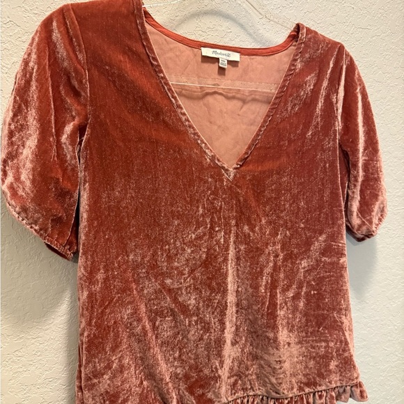 Madewell Pink Ruffled Short Sleeve Blouse size XXS - Picture 4 of 9